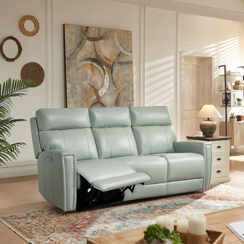 81.5'' Genuine Leather Zero Gravity Power Recliner Sofa with Power Headrest, USB&USB-C Port