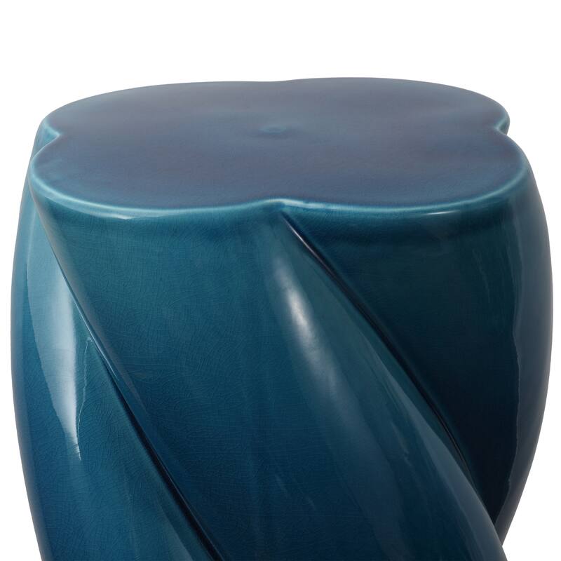 Yves 18" Modern Minimalist Rope Twist Ceramic Indoor-Outdoor Garden Stool