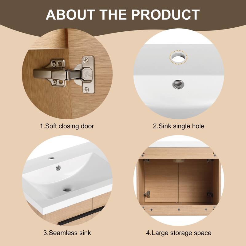 Bathroom Vanity with Resin Countertop Sink & 2 Doors