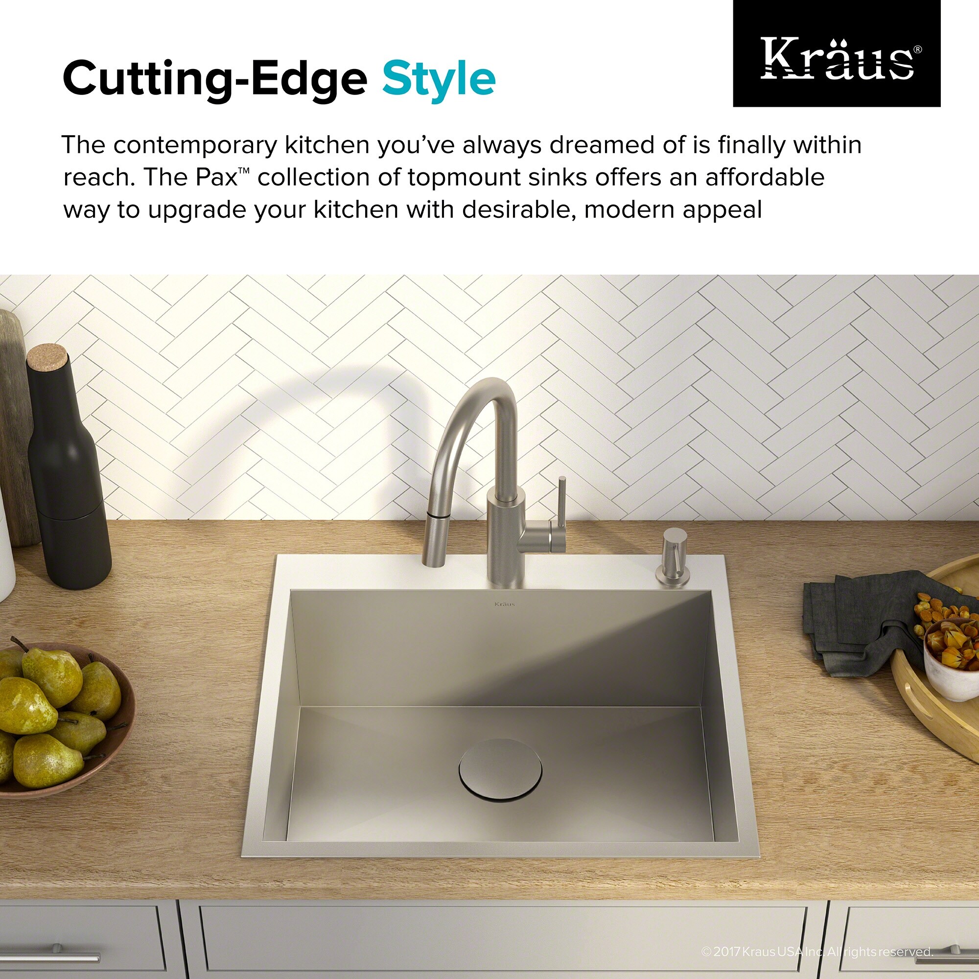 KRAUS Pax Stainless Steel 25 inch 1-Bowl Drop-in Kitchen Sink