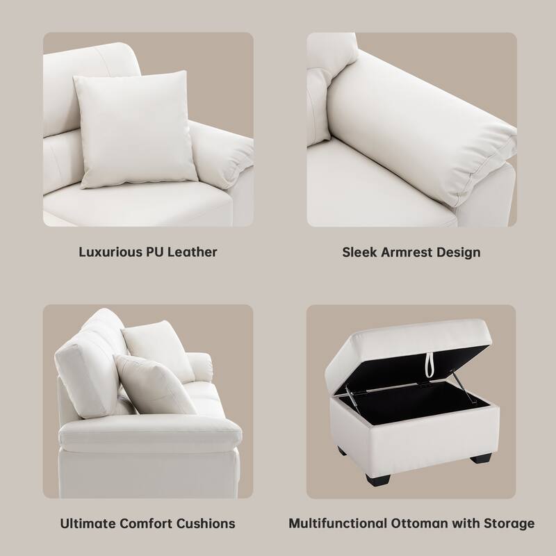 Morden Fort Upholstered Living Room Set, 2 Pieces - Faux Leather chair, Loveseat