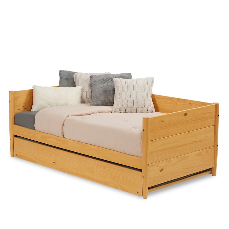 Mid-Century Modern Twin Size Day Bed with Twin Trundle