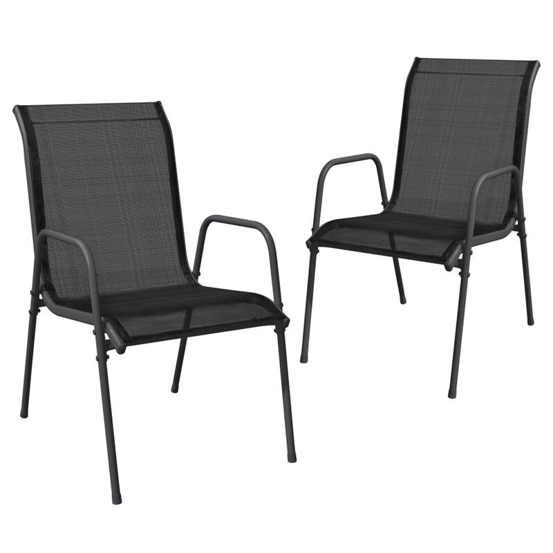 vidaXL Patio Chairs Outdoor Stack Chair for Patio Steel and Textilene Black