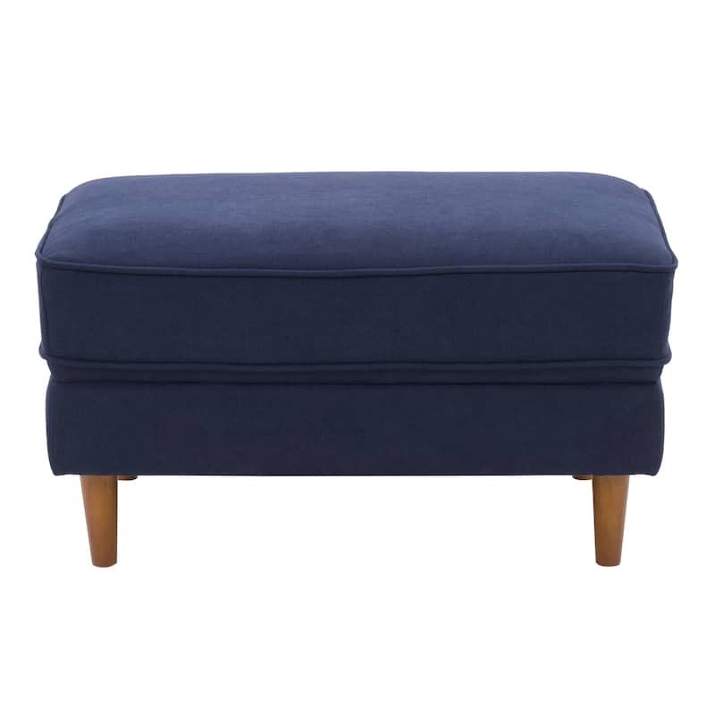 Mulberry Upholstered Mid-Century Modern Ottoman - Navy