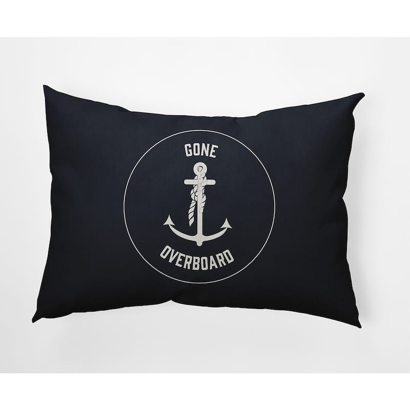 Gone Forever Overboard Nautical Decorative Indoor Pillow - Shark Blue - 14" x 20"