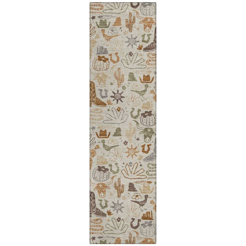 Machine Washable Indoor/ Outdoor Modern Ranch Chantille Rug