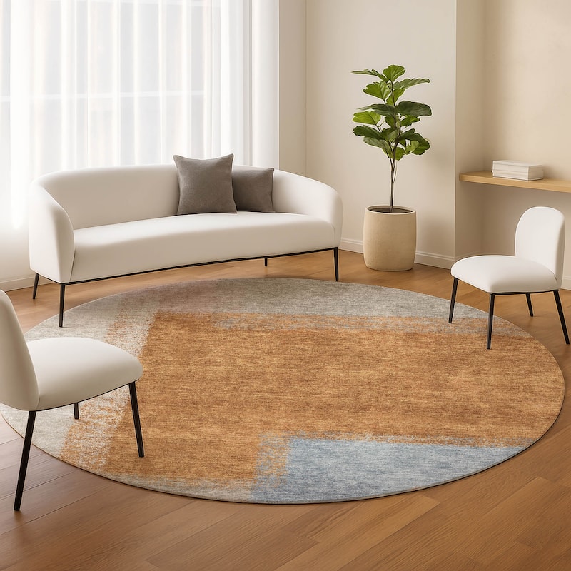 Machine Washable Indoor/ Outdoor Solid Contemporary Chantille Rug