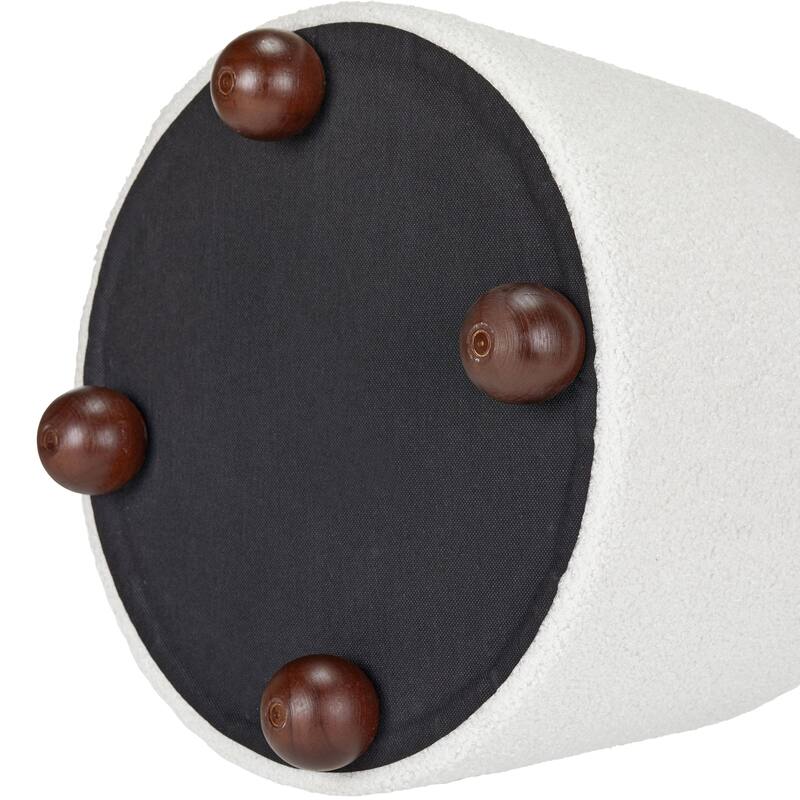 Modern Mushroom Round Ottoman with Storage and Plush Teddy Upholstery