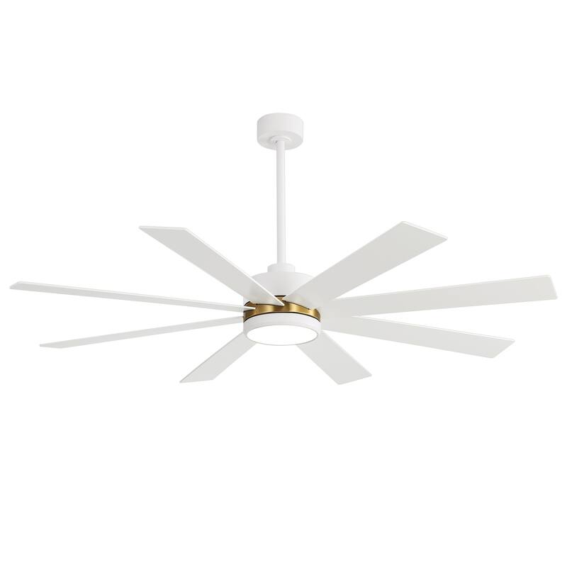 65 Inch 8-Blade Black LED Ceiling Fan with Light and Remote