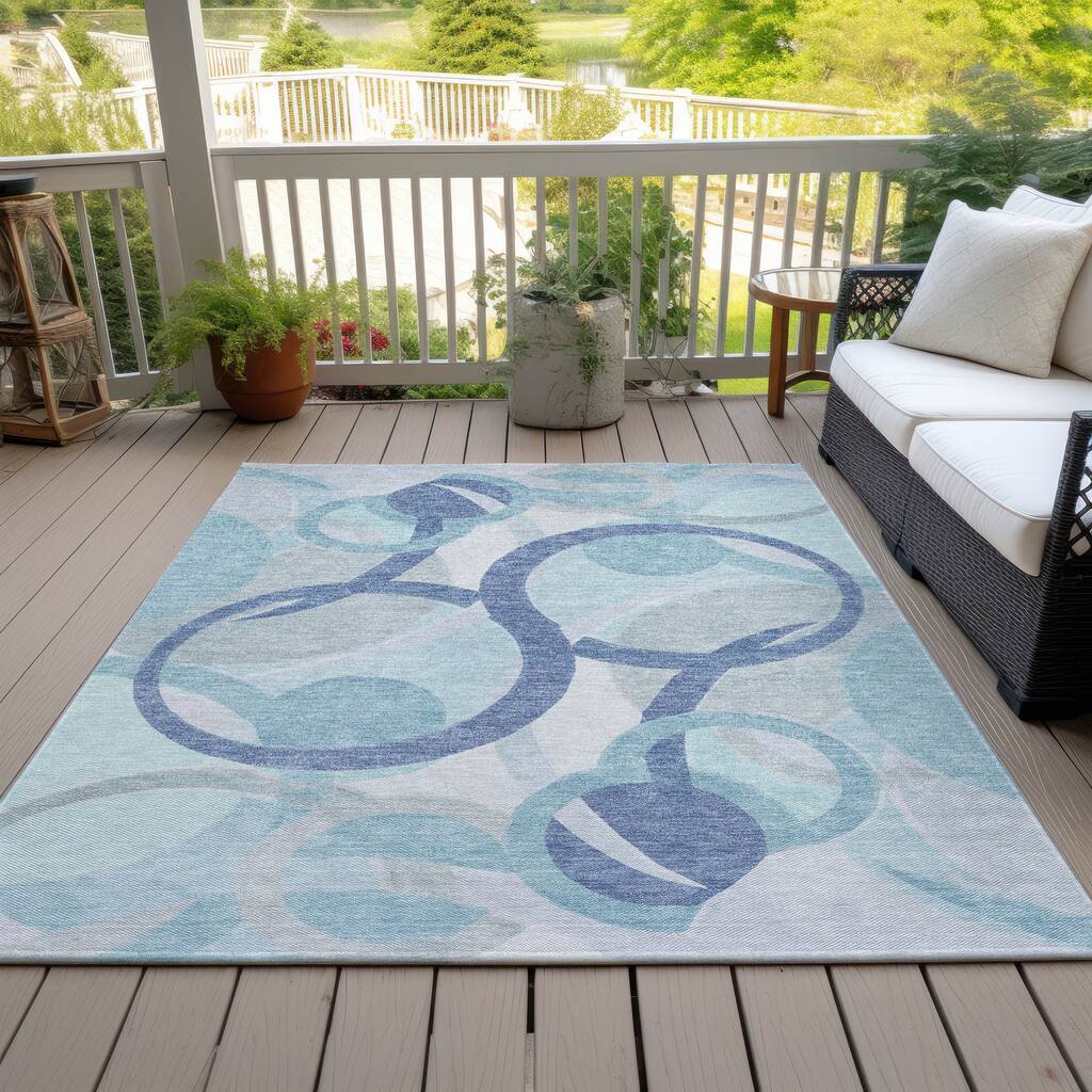 Machine Washable Indoor/Outdoor Contemporary Deco Chantille Rug