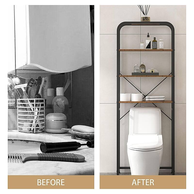 4 Tier Freestanding Industrial Bathroom Organizer - 9.8"D x 25.2"W x 67.6"H