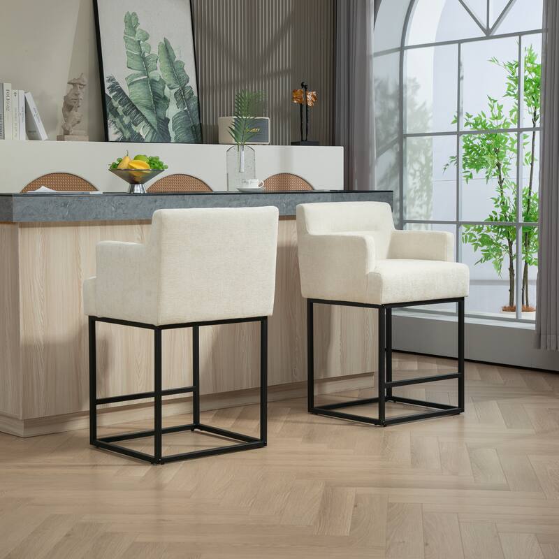 House Hold Counter Height Bar Stools Set of 2,Modern Square PU Bar Stool