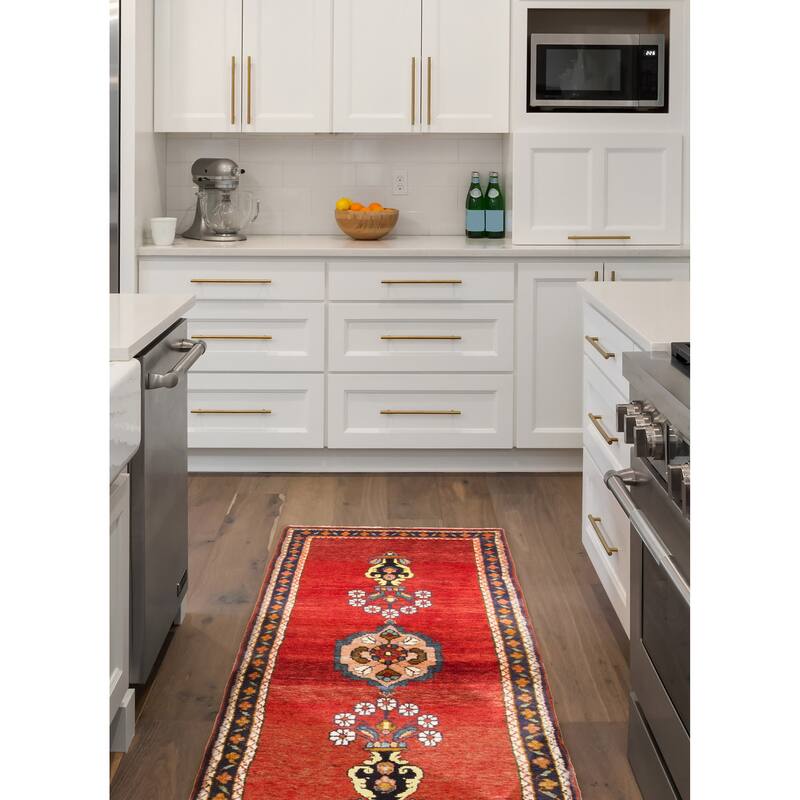 ECARPETGALLERY Hand-knotted Melis Vintage Dark Red Wool Rug - 2'4 x 6'3