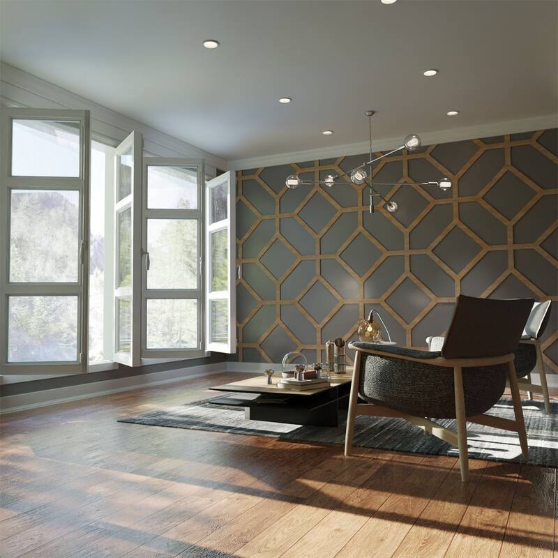 Cameron Decorative Fretwork Wood Wall Panels - 39 "W x 23 3/8"H x 3/8"T - Hickory