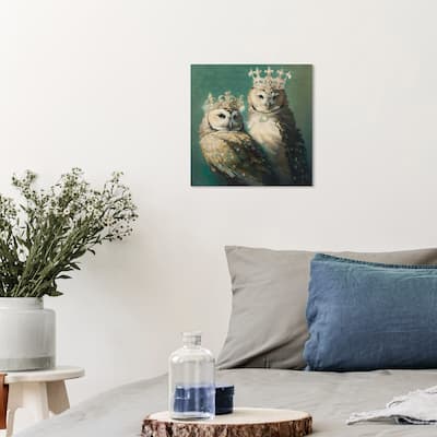 Wynwood Studio Canvas Animals Owl Kingdom Brown and Tan Traditional Wall Art Canvas Print - Brown, Green
