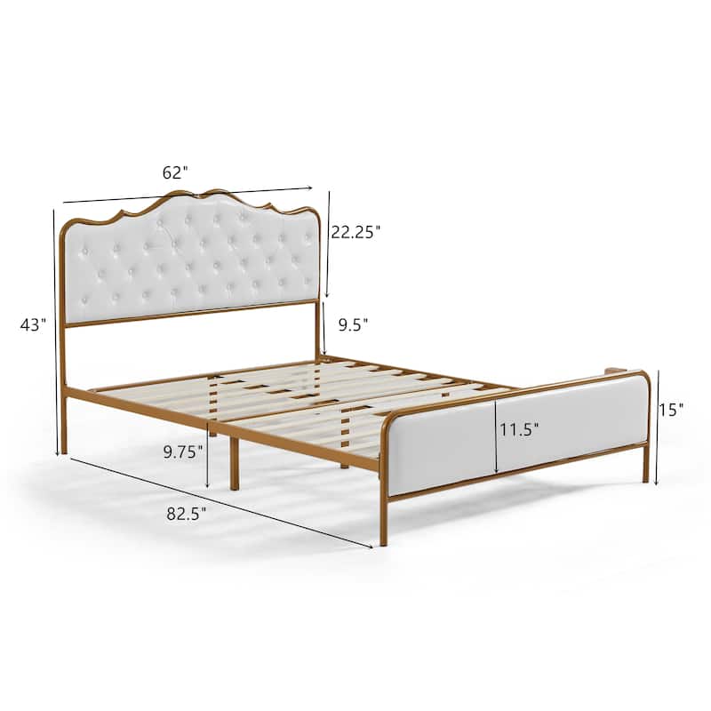 Full Queen King size metal frame bed bedroom