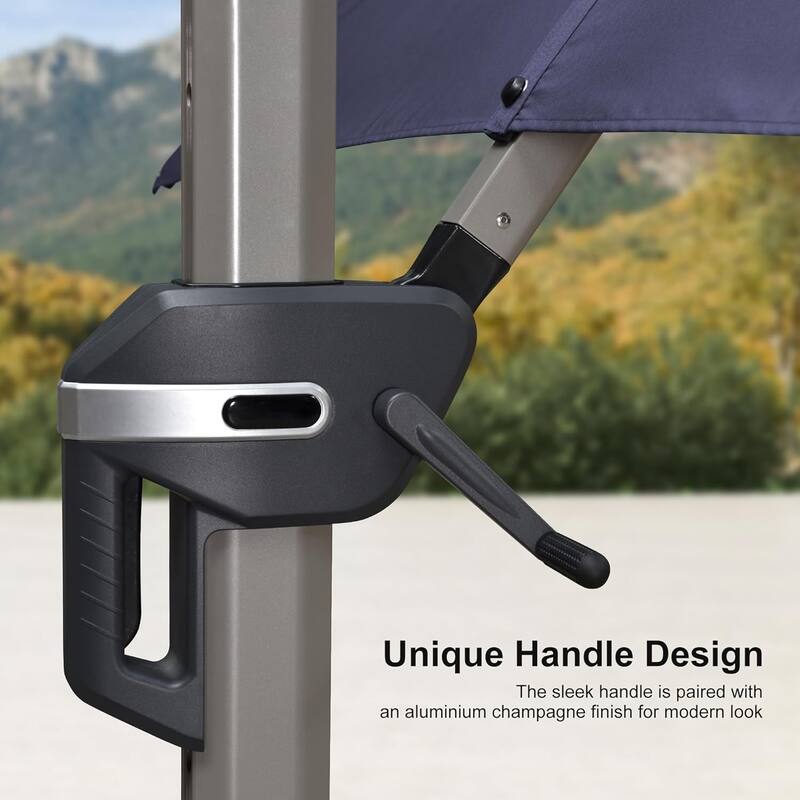 PURPLE LEAF Elegant Champagne-Gold Patio Cantilever Umbrella Adjustable Offset Umbrella With Base