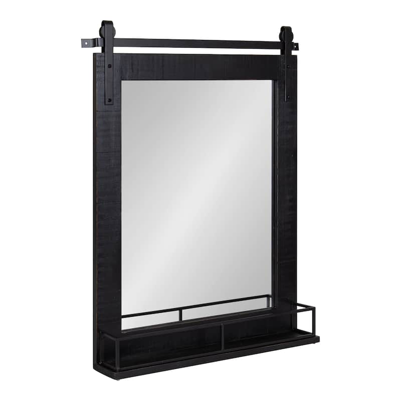 Kate and Laurel Cates Framed Wall Mirror with Shelf - 24x31 - Black