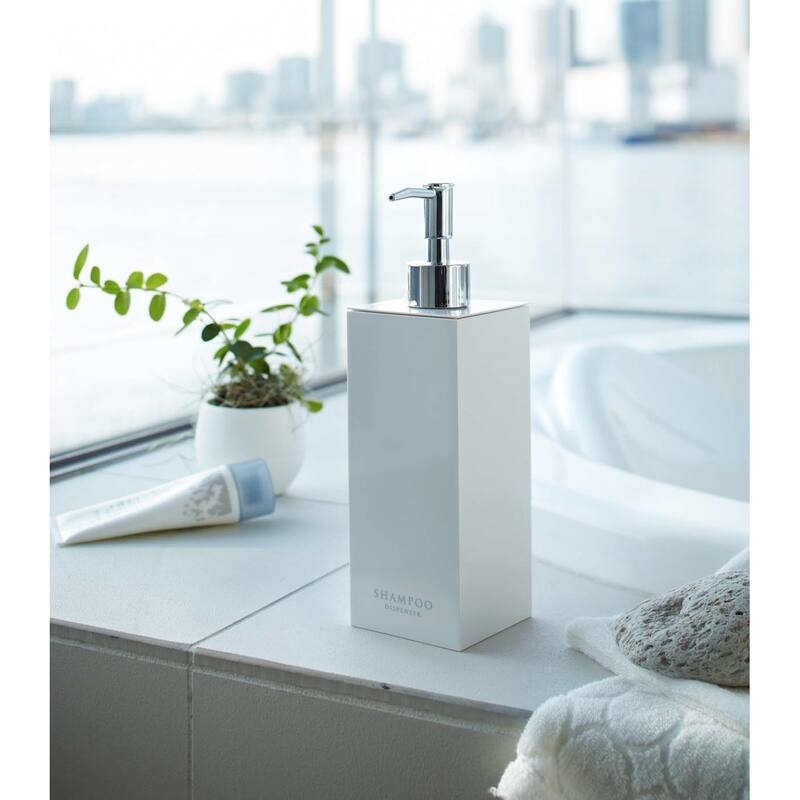 Yamazaki Home Square Shower Dispenser - Three Styles, ABS Plastic, Shampoo - L 2.76 x W 2.76 x H 9.06 inches