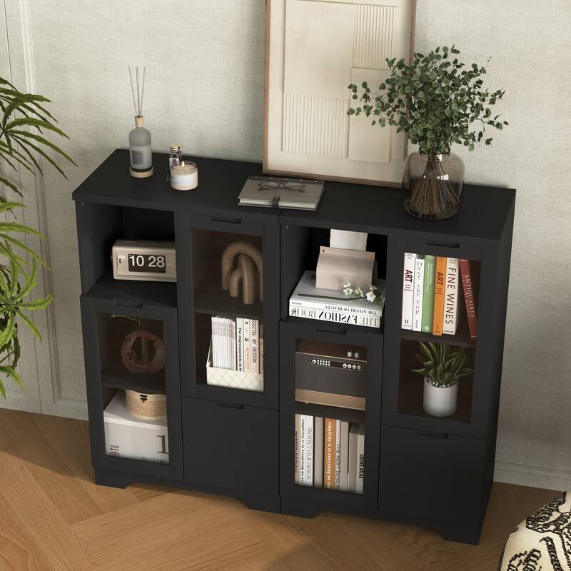 Modern Living Room Storage Cabinet with Doors and Shelves/Drawers,4 Colors