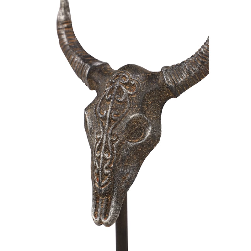 Metal Bull Head Decorative Sculpture - Set of 3 Gray - Roche River Decor