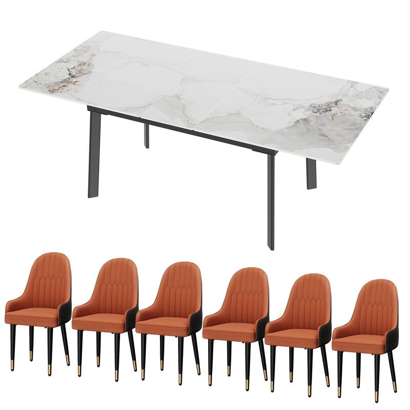 Sintered Stone Top Extendable Table and Chairs Dining Set