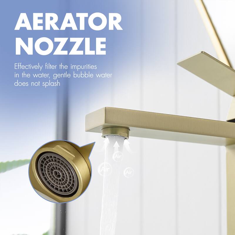 Brushed Gold Single Handle Bathroom Faucet with Pop-Up Drain