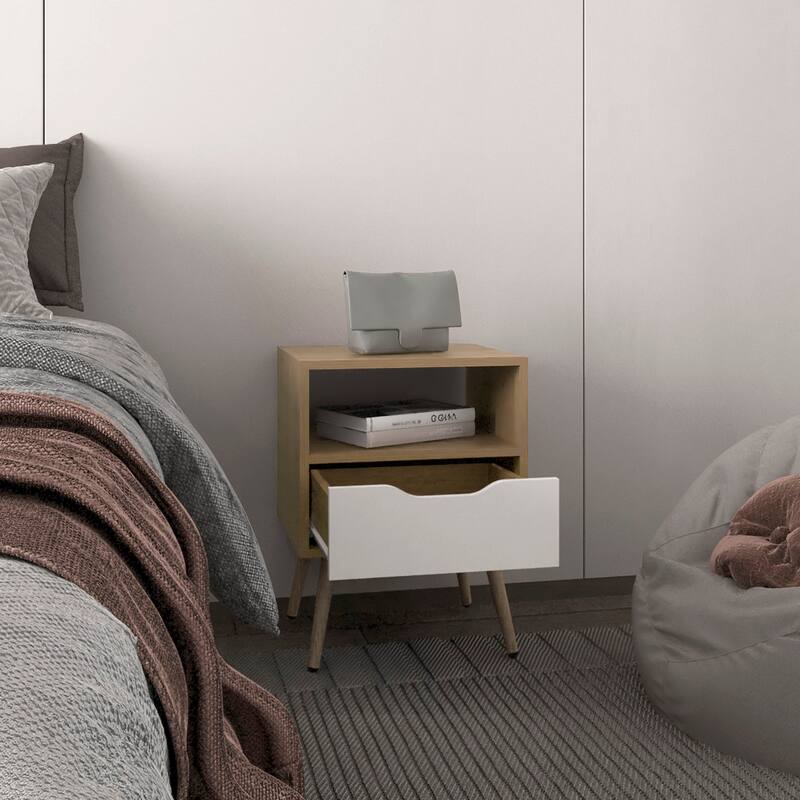 Sleek Nightstand with One Drawer and One Shelf