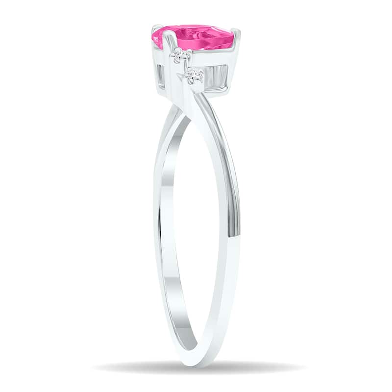 Women's Pink Topaz and Diamond Wave Ring in 10K White Gold