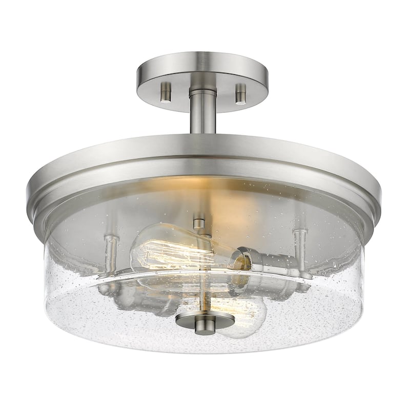 Bellevue Trigvey 2 Light 13" Wide Semi-Flush Drum Ceiling Fixture - Brushed Nickel