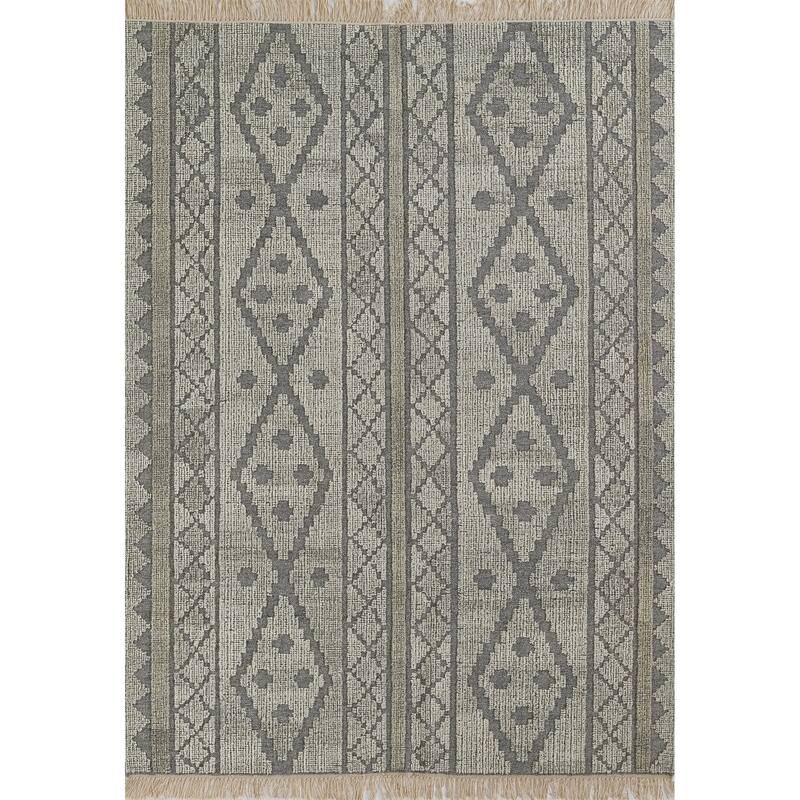 Momeni Bristol Geometric Hand Woven Wool and Cotton Grey Area Rug - 5' X 8' - Grey - Rectangle
