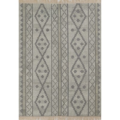 Momeni Bristol Geometric Hand Woven Wool and Cotton Grey Area Rug