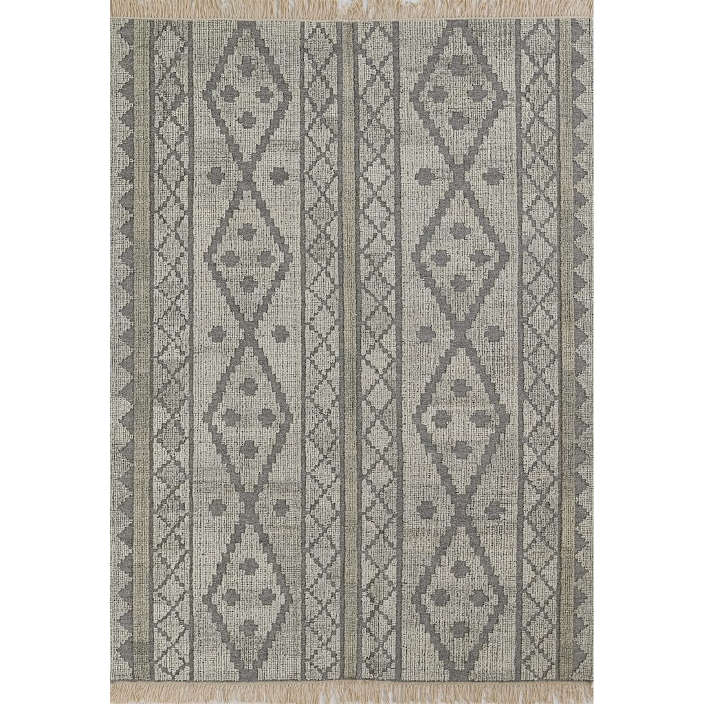 Momeni Bristol Geometric Hand Woven Wool and Cotton Grey Area Rug