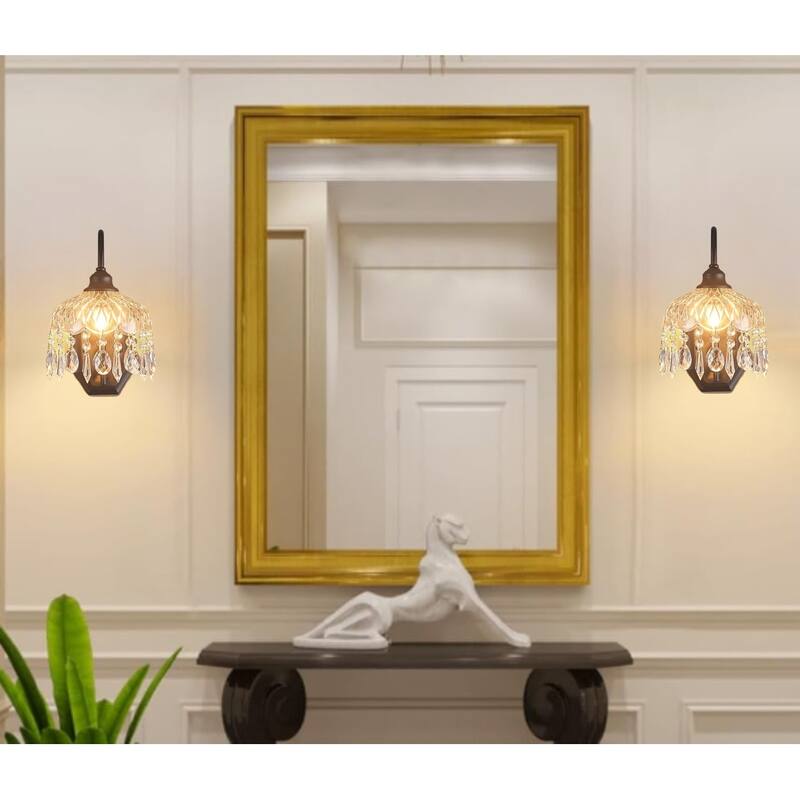 1 Pack wall sconce black bathroom light Crystal, glass, metal wall light