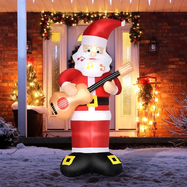 Outsunny 6ft Inflatable Christmas Santa Claus with Musical Notes in ...