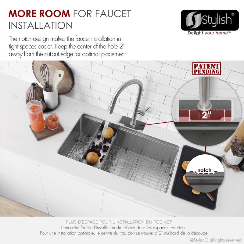 Undermount 33" Workstation Single-Bowl Stainless Steel Kitchen Sink