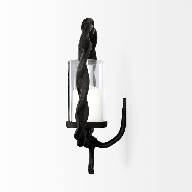 Rizwan Black Aluminum Braided Candle Holder - 12.0L x 14.0W x 4.5H