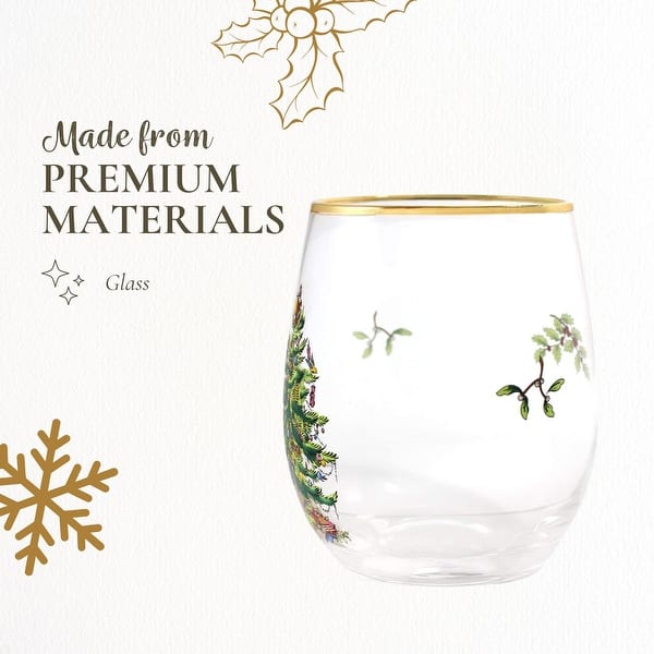 Spode Christmas Tree Stemless Wine Glasses (Set of 4)