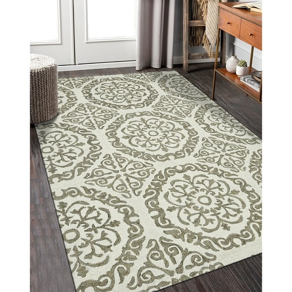 slide 2 of 6, Collingwood Jona Ivory Hand-Tufted Wool Area Rug 5' x 7'6"
