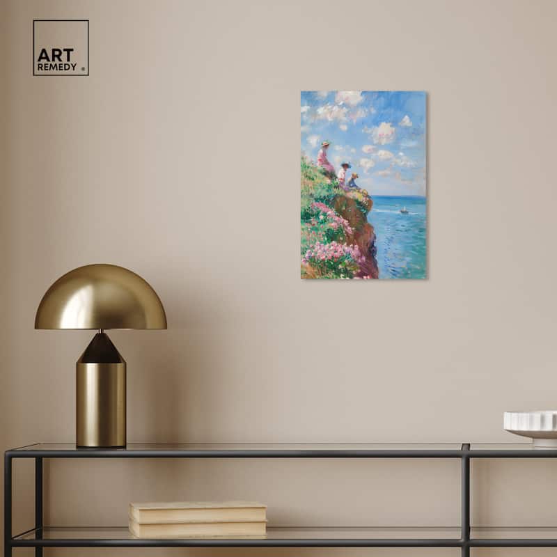 Art Remedy By The Seaside Gallery Wrapped Impressionism 1 Piece Canvas Wall Art /Monet And Van Gogh Inspired Art
