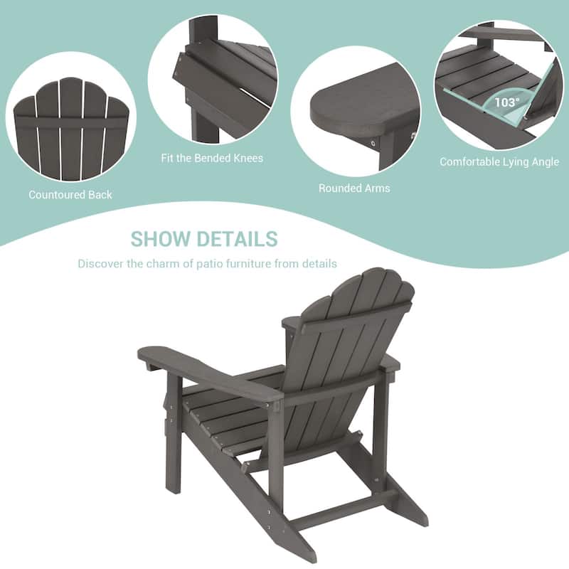 BONOSUKI Outdoor Faux Wood HIPS Patio Adirondack Chair