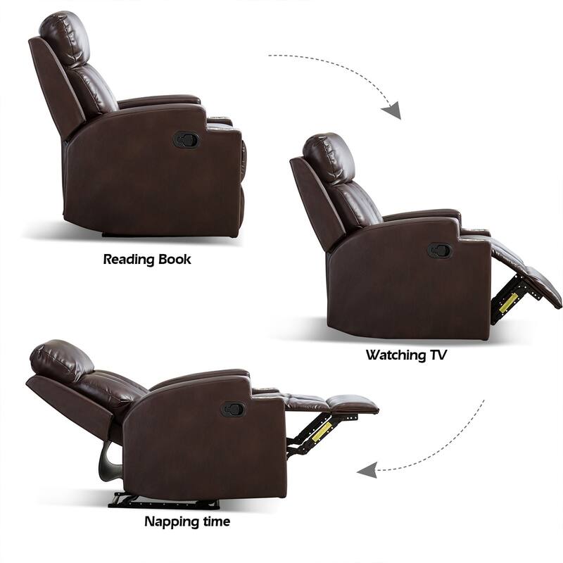 Massage and Heating Manual Recliner Chair with 2 Cup Holders Breathable Fabric