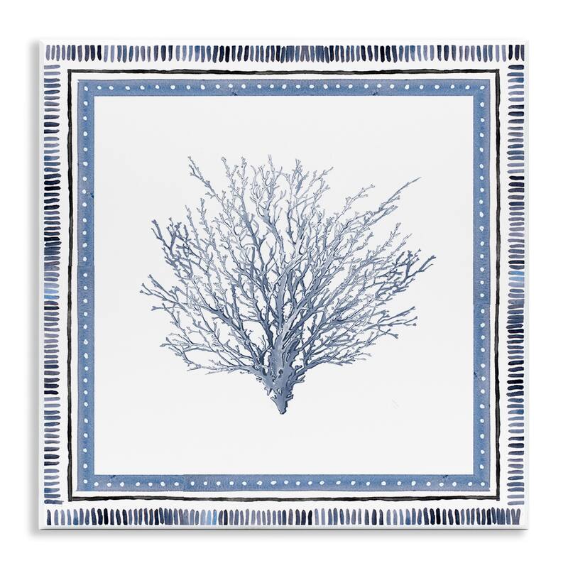 Stupell Bordered Oceanic Coral Wall Plaque Art Design By Lanie Loreth - 12 x 12
