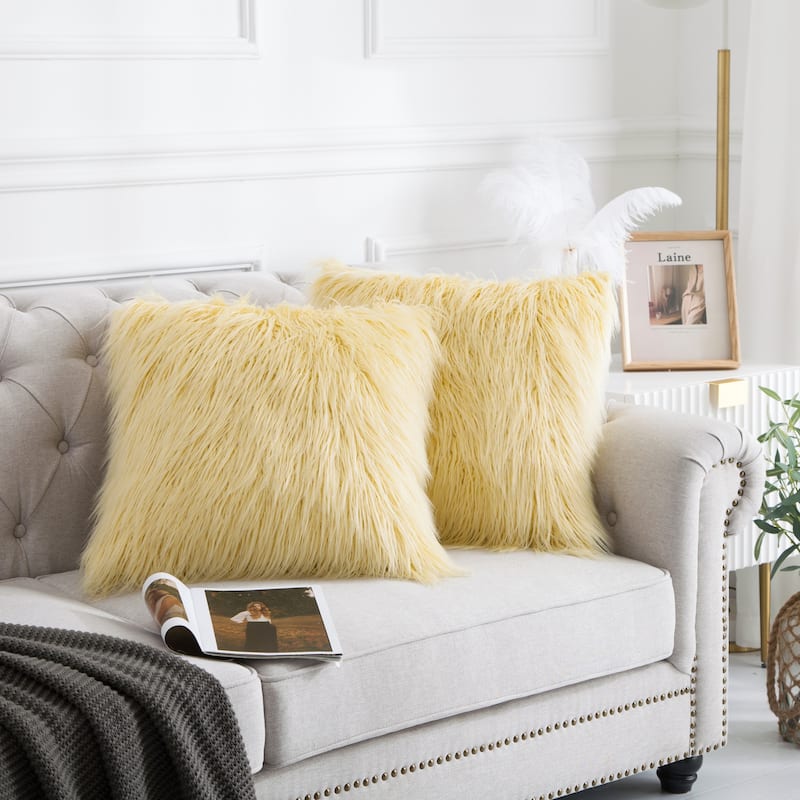 Karenne FauxFur Throw Pillow Covers (Set of 2), NO INSERT - 20" x 20" - Pineapple Slice