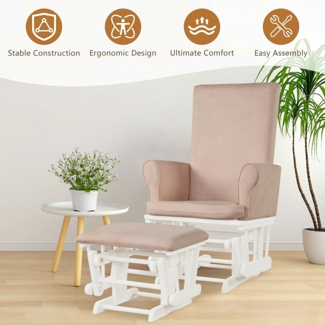 Pink nursery glider online and ottoman