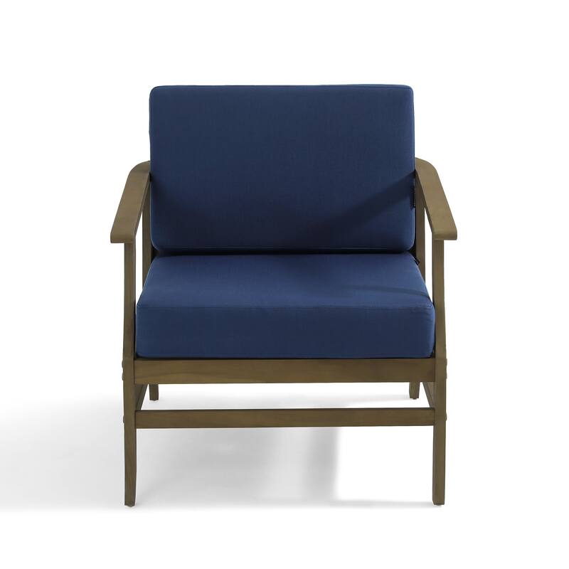 2 Set Patio Teak Wood Outdoor Chair and Side Table Set with Cushions