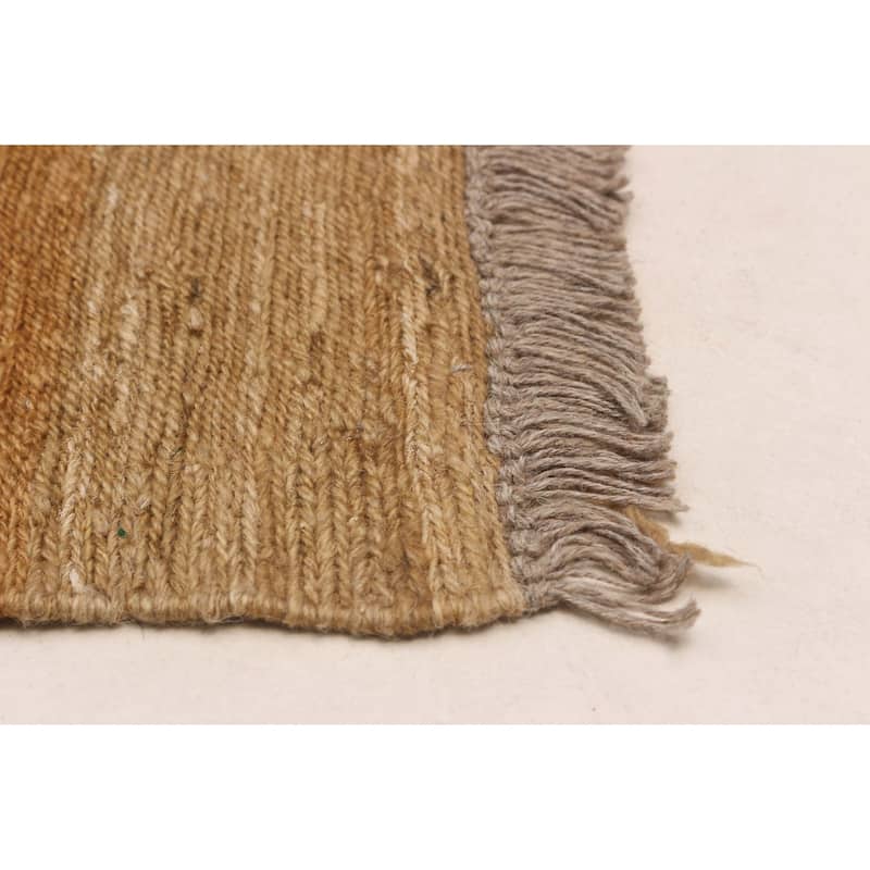 ECARPETGALLERY Flat-Weave Natural Brown, Red Wool Tapestry Kilim - 8'1 x 10'4