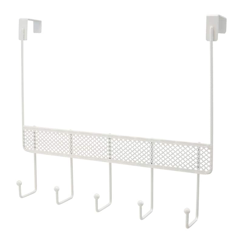 Elle Décor La Croix 5 Hook Over the Door Hook in White - 15"x 4"x 10"