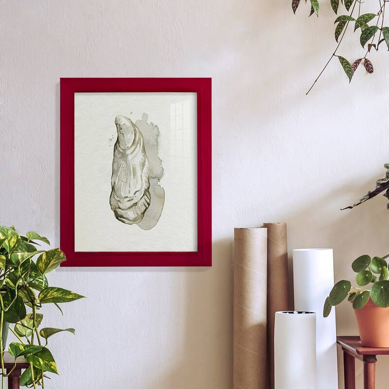 Oysters on the Bay I -Framed Print w/glass-Cherry Red