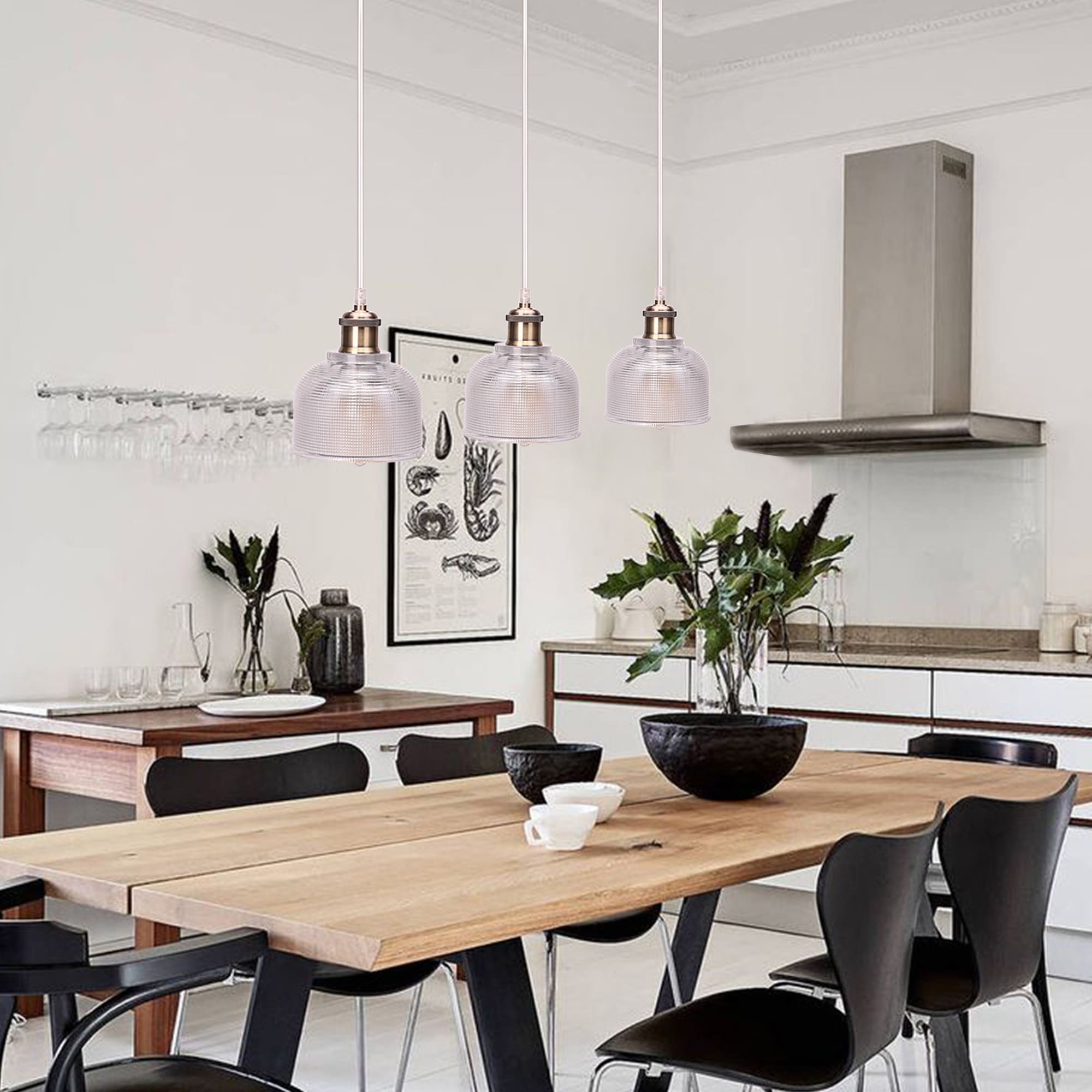 Co Z 3 Light Kitchen Island Linear Pendant With Textured Glass Shade Brushed Nickel On Sale Overstock 31415330